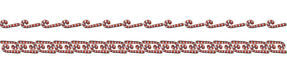 Edging, ribbon, border from red candy cane. Vector seamless pattern, ornament Stock Illustration