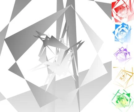 Edgy, angular geometric art in 6 colors. Stockillustratie