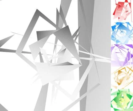Edgy, angular geometric art in 6 colors. Stock Illustration