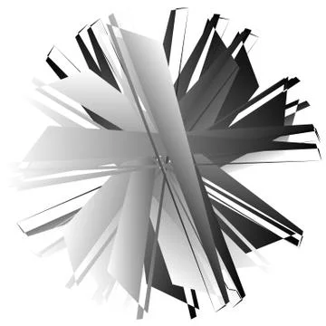 Edgy, angular geometric element. Abstract circular shape on white. Illustrazione stock