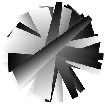 Edgy, angular geometric element. Abstract circular shape on white. Stockillustratie