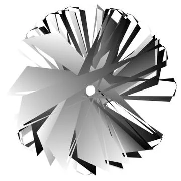 Edgy, angular geometric element. Abstract circular shape on white. イラスト素材