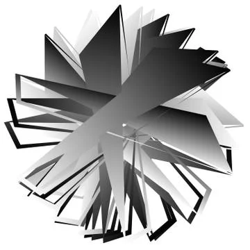 Edgy, angular geometric element. Abstract circular shape on white. イラスト素材