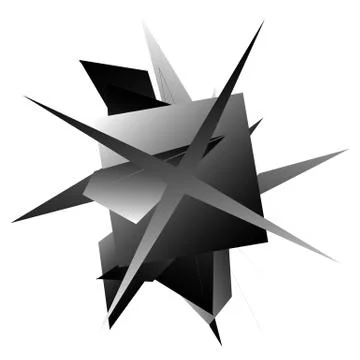 Edgy, angular geometric element. Monochrome abstract design. Illustrazione stock