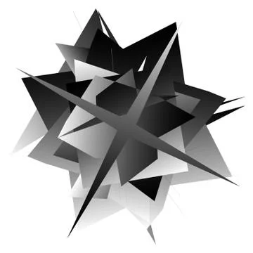 Edgy, angular geometric element. Monochrome abstract design. Illustrazione stock