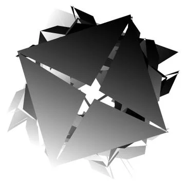 Edgy, angular geometric element. Monochrome abstract design. 스톡 일러스트