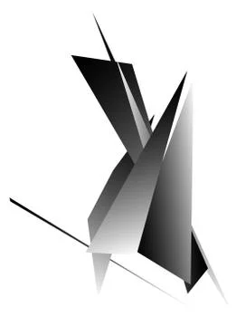 Edgy, angular geometric element. Monochrome abstract design. Stock Illustration