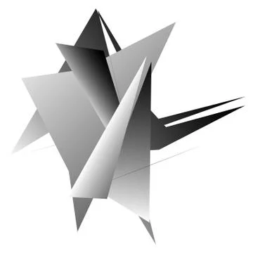 Edgy, angular geometric element. Monochrome abstract design. 스톡 일러스트