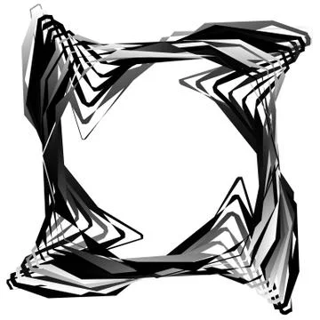 Edgy, angular monochrome geometric element. Abstract graphics. Stock Illustration