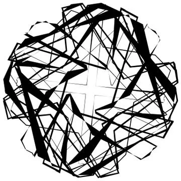 Edgy, angular monochrome geometric element. Abstract graphics. Stock Illustration