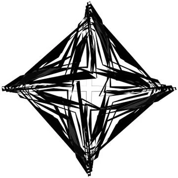 Edgy, angular monochrome geometric element. Abstract graphics. Stock Illustration