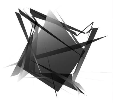 Edgy, angular monochrome geometric element. Abstract graphics. Stock Illustration
