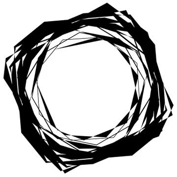 Edgy, angular monochrome geometric element. Abstract graphics. Stock Illustration