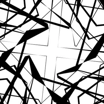 Edgy, angular monochrome geometric element. Abstract graphics. Stock Illustration