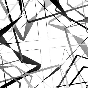 Edgy, angular monochrome geometric element. Abstract graphics. Stock Illustration