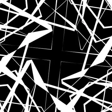 Edgy, angular monochrome geometric element. Abstract graphics. Stock Illustration