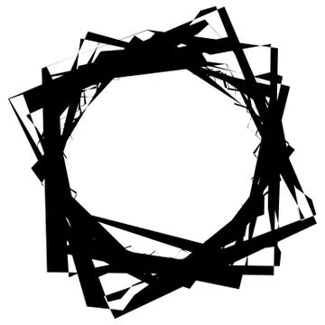 Edgy, angular monochrome geometric element. Abstract graphics. Stock Illustration