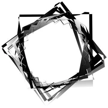 Edgy, angular monochrome geometric element. Abstract graphics. Stock Illustration