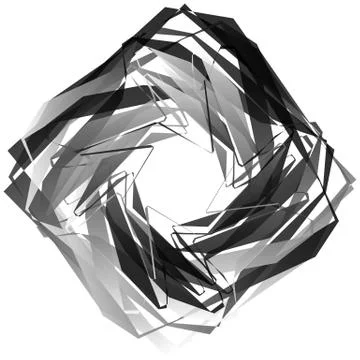Edgy, angular monochrome geometric element. Abstract graphics. Stock Illustration