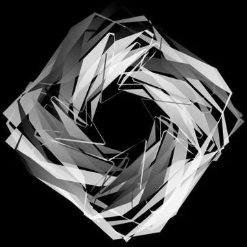 Edgy, angular monochrome geometric element. Abstract graphics. Stock Illustration