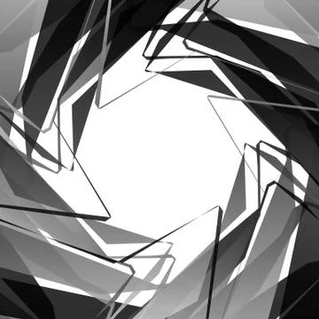 Edgy, angular monochrome geometric element. Abstract graphics. Stock Illustration