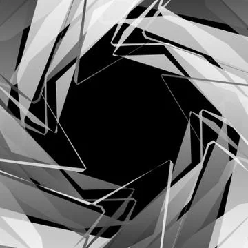 Edgy, angular monochrome geometric element. Abstract graphics. Stock Illustration