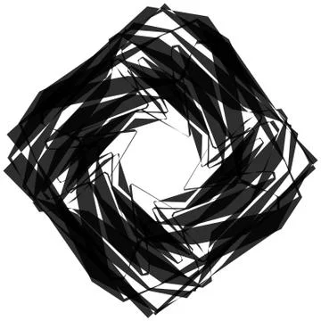 Edgy, angular monochrome geometric element. Abstract graphics. Stock Illustration