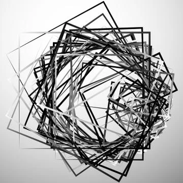 Edgy angular monochrome geometric illustration with intersecting random squar Stock Illustration