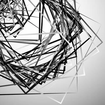 Edgy angular monochrome geometric illustration with intersecting random squar Stock Illustration