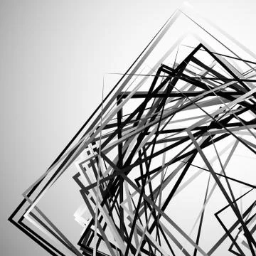 Edgy angular monochrome geometric illustration with intersecting random squar Stock Illustration