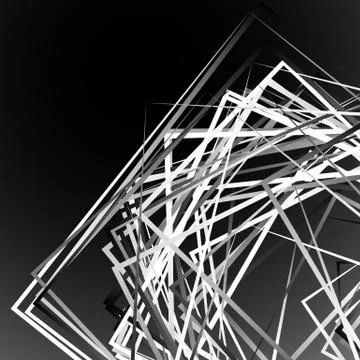 Edgy angular monochrome geometric illustration with intersecting random squar Ilustração Stock