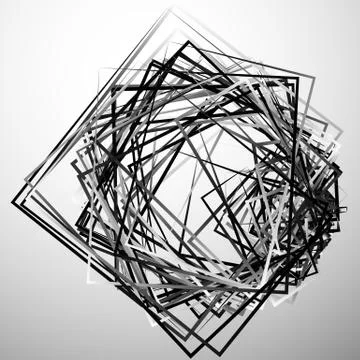 Edgy angular monochrome geometric illustration with intersecting random squar Stock Illustration