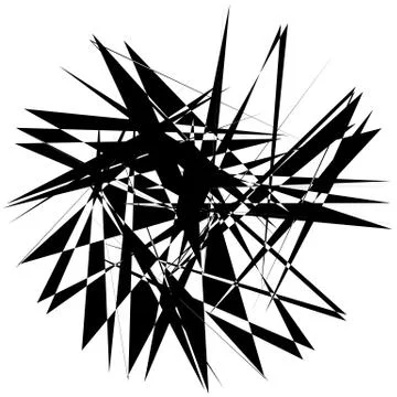 Edgy geometric element, random shape. Abstract monochrome illustration. 库存插图
