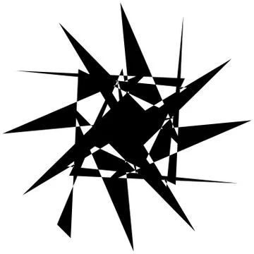 Edgy geometric element, random shape. Abstract monochrome illustration. 库存插图