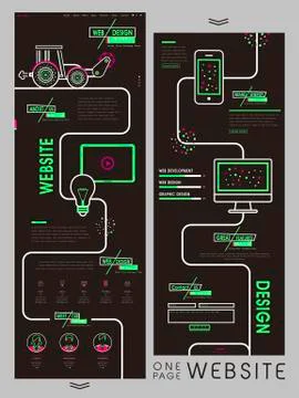 Edgy one page website template design Stock Illustration