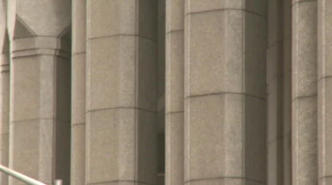 Edgy Pan to US Flag on Wall Street Stock Footage 607172