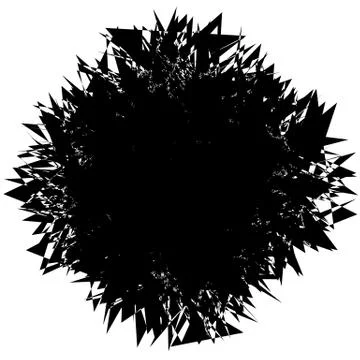 Edgy rough intersecting monochrome shape isolated on white. Abstract textured Illustrazione stock