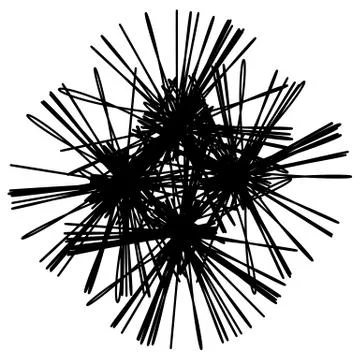 Edgy rough intersecting monochrome shape isolated on white. Abstract textured 库存插图