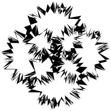 Edgy rough intersecting monochrome shape isolated on white. Abstract textured Illustrazione stock