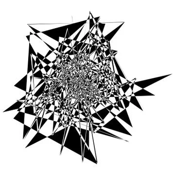 Edgy rough intersecting monochrome shape isolated on white. Abstract textured 库存插图