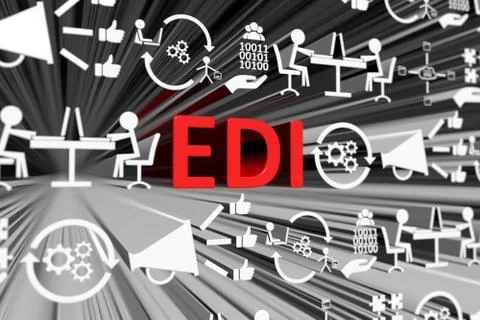 EDI concept blurred background 3d render illustration Stock Illustration