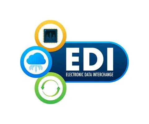 EDI - electronic data interchange. Devices, volume, database. Vector Stock Illustration