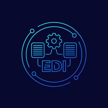 EDI, Electronic Data Interchange linear icon Illustrazione stock