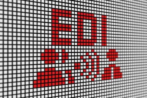 EDI text scoreboard blurred background 3d illustration Stock Illustration