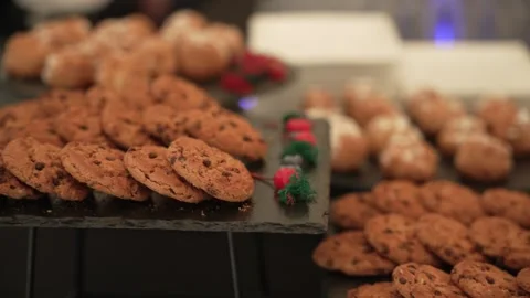 Edible delicacies in compact dishes on the buffet table Stock Footage 313668612