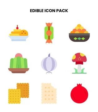 Edible Flat Bundle Icons Pack Stock Illustration