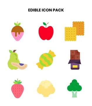 Edible Flat Design Icons Pack Stock Illustration