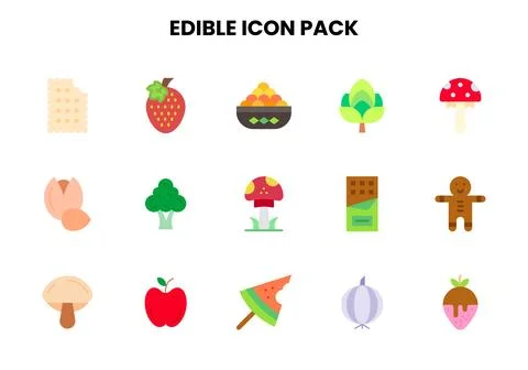 Edible Flat Graphics Icons Pack Stock Illustration