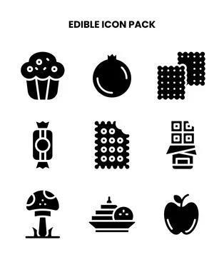 Edible Glyph Vector Icons Pack Illustrazione stock
