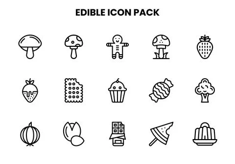 Edible Line Graphics Icons Pack Stock Illustration